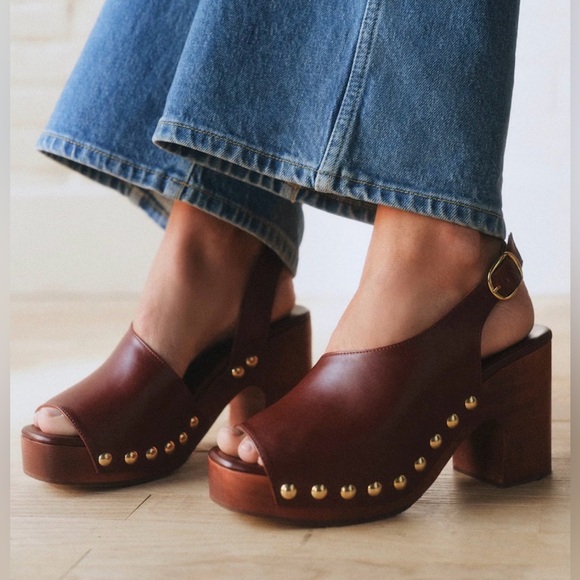 NIB Sezane Harper Leather Clogs, Size 8 - Picture 4 of 11